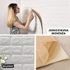3D SAMOLJEPLJIVE VODOOTPORNE ZIDNE TAPETE ZA JEDNOSTAVNO ODRŽAVANJE (35 cm x 38 cm) - BRICKWALL®