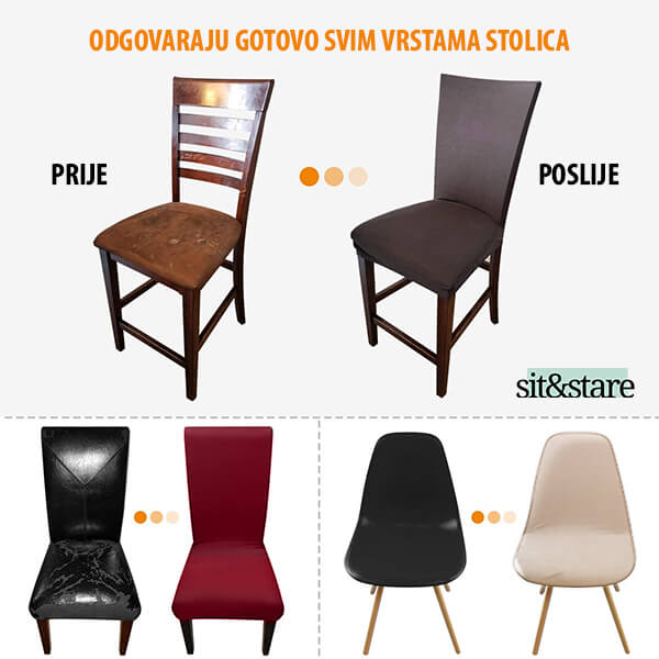 SIT&STARE®: ELASTIČNE  PRESVLAKE  ZA STOLICE - 4 ILI 6 NAVLAKA